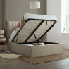 Wilson Ottoman Storage Fabric Bed Frame with Buttoned Headboard natural lift up