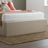 Wilson Ottoman Storage Fabric Bed Frame with Buttoned Headboard natural footend