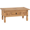 Corona 1 Drawer Coffee Table Distressed Waxed Pine front
