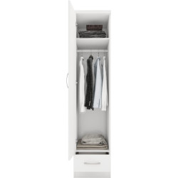 Nevada White Gloss 1 Door 1 Drawer Wardrobe - Home Divine