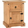 Corona 1 Drawer 1 Door Bedside Cabinet Distressed Waxed Pine closed