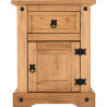 Corona 1 Drawer 1 Door Bedside Cabinet Distressed Waxed Pine front
