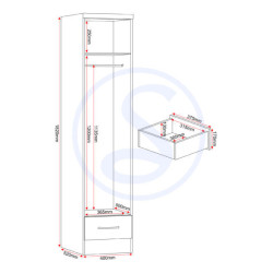 Nevada White Gloss 1 Door 1 Drawer Wardrobe - Home Divine