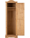 Corona 1 Door Wardrobe Distressed Waxed Pine open