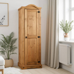Corona 1 Door Wardrobe Distressed Waxed Pine