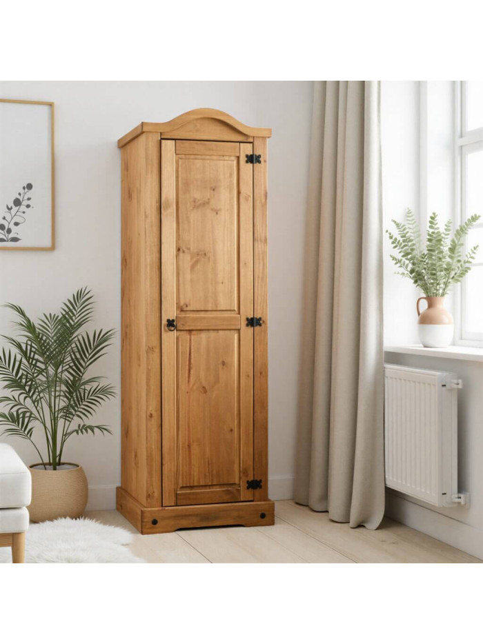 Corona 1 Door Wardrobe Distressed Waxed Pine