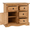 Corona 1 Door 4 Drawer Sideboard Distressed Waxed Pine open