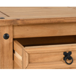 Corona 1 Drawer Lamp Table Distressed Waxed Pine draw