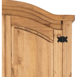 Corona 2 Door 1 Drawer Wardrobe Distressed Waxed Pine top