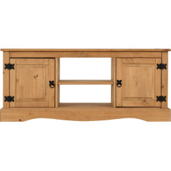Corona 2 Door 1 Shelf Flat Screen TV Unit Distressed Waxed Pine front