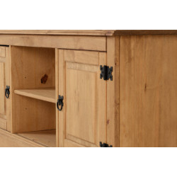 Corona 2 Door 1 Shelf Flat Screen TV Unit Distressed Waxed Pine handles