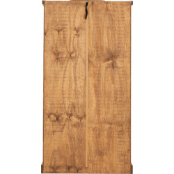 Corona 2 Door 2 Drawer Glass Display Unit Distressed Waxed Pine/Clear Glass back