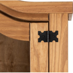 Corona 2 Door 2 Drawer Glass Display Unit Distressed Waxed Pine/Clear Glass hinge