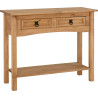 Corona 2 Drawer Console Table With Shelf Distressed Waxed Pine closed