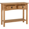 Corona 2 Drawer Console Table With Shelf Distressed Waxed Pine opened