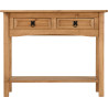 Corona 2 Drawer Console Table With Shelf Distressed Waxed Pine front