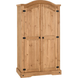 Corona 2 Door Wardrobe Distressed Waxed Pine closed
