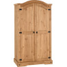 Corona 2 Door Wardrobe Distressed Waxed Pine closed