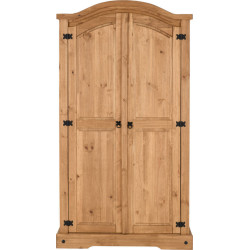 Corona 2 Door Wardrobe Distressed Waxed Pine front