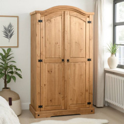 Corona 2 Door Wardrobe Distressed Waxed Pine
