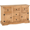 Corona 2 Door 5 Drawer Sideboard Distressed Waxed Pine closed