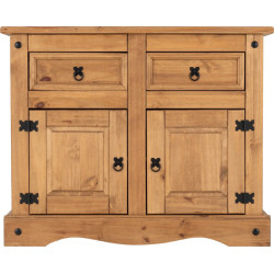 Corona 2 Door 2 Drawer Sideboard Distressed Waxed Pine front