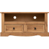 Corona 2 Drawer Flat Screen TV Unit Distressed Waxed Pine closed