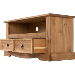 Corona 2 Drawer Flat Screen TV Unit Distressed Waxed Pine draw