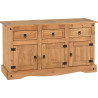 Corona 3 Door 3 Drawer Sideboard Distressed Waxed Pine closed