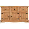 Corona 3 Door 3 Drawer Sideboard Distressed Waxed Pine front