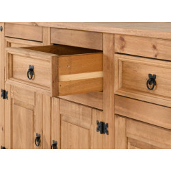Corona 3 Door 3 Drawer Sideboard Distressed Waxed Pine draw