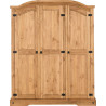 Corona 3 Door Wardrobe Distressed Waxed Pine front