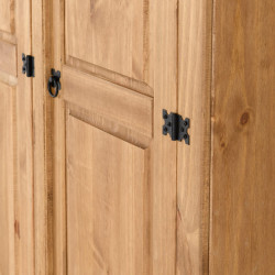 Corona 3 Door Wardrobe Distressed Waxed Pine handles