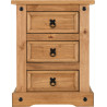 Corona 3 Drawer Bedside Chest Distressed Waxed Pine front