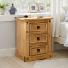 Corona 3 Drawer Bedside Chest Distressed Waxed Pine