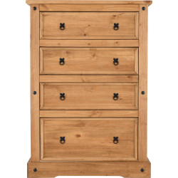 Corona 4 Drawer Chest Distressed Waxed Pine front