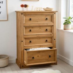 Corona 4 Drawer Chest Distressed Waxed Pine