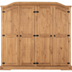 Corona 4 Door Wardrobe Distressed Waxed Pine front