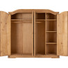 Corona 4 Door Wardrobe Distressed Waxed Pine opened