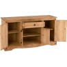 Corona 4 Door 1 Drawer Sideboard Distressed Waxed Pine opened