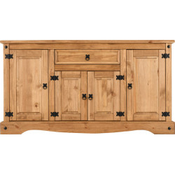 Corona 4 Door 1 Drawer Sideboard Distressed Waxed Pine closed