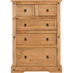 Corona 3+2 Drawer Chest Distressed Waxed Pine front