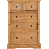 Corona 3+2 Drawer Chest Distressed Waxed Pine front