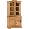 Corona 3ft Buffet Hutch Distressed Waxed Pine/Clear Glass closed
