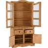Corona 3ft Buffet Hutch Distressed Waxed Pine/Clear Glass opened
