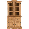 Corona 3ft Buffet Hutch Distressed Waxed Pine/Clear Glass front
