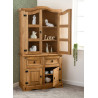 Corona 3ft Buffet Hutch Distressed Waxed Pine/Clear Glass