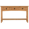 Corona 3 Drawer Console Table With Shelf Distressed Waxed Pine closed