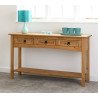 Corona 3 Drawer Console Table With Shelf Distressed Waxed Pine