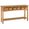 Corona 3 Drawer Console Table With Shelf Distressed Waxed Pine opened